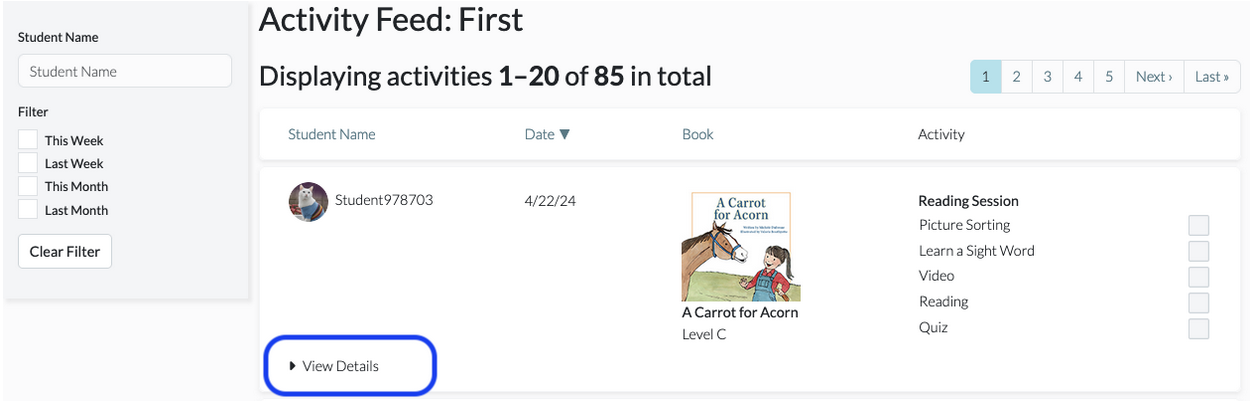 Activity Feed- View Details