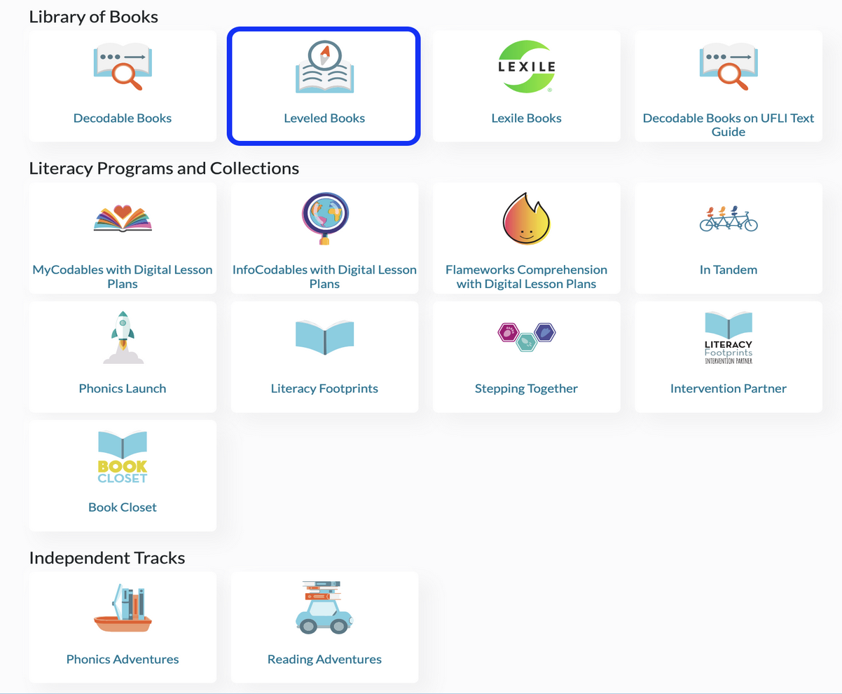 Navigating the Leveled Books Bookshelf – Digital Reader